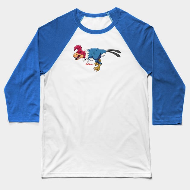 Tyrannosaurus Pecks Baseball T-Shirt by AlexRobinsonStuff